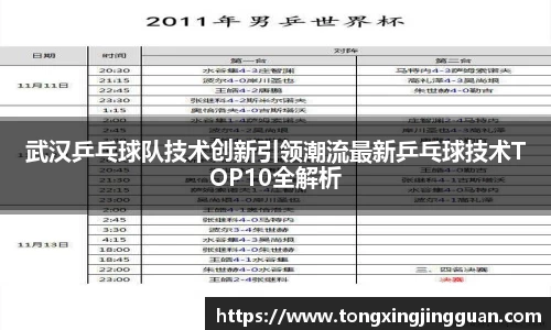 武汉乒乓球队技术创新引领潮流最新乒乓球技术TOP10全解析